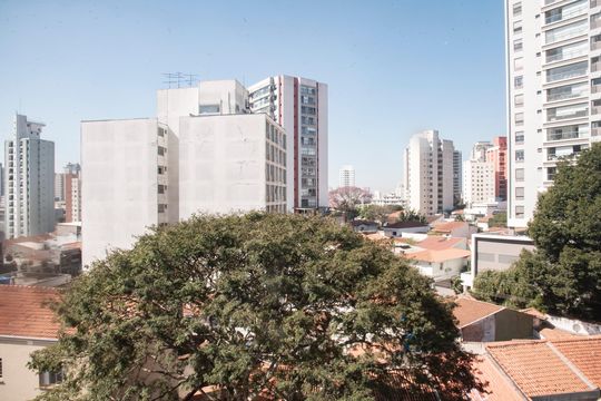 Vista da Sala de apartamento à venda com 1 quarto, 58m² em Mirandópolis, São Paulo
