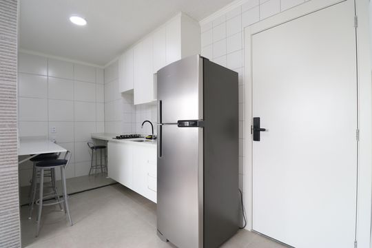 Cozinha de apartamento à venda com 2 quartos, 35m² em Várzea da Barra Funda, São Paulo