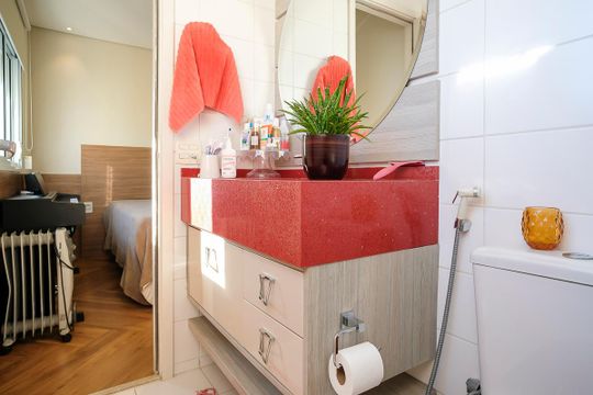Banheiro da suíte de apartamento à venda com 3 quartos, 112m² em Santa Maria, São Caetano do Sul