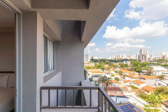 Varanda de kitnet/studio para alugar com 1 quarto, 24m² em Vila Olímpia, São Paulo