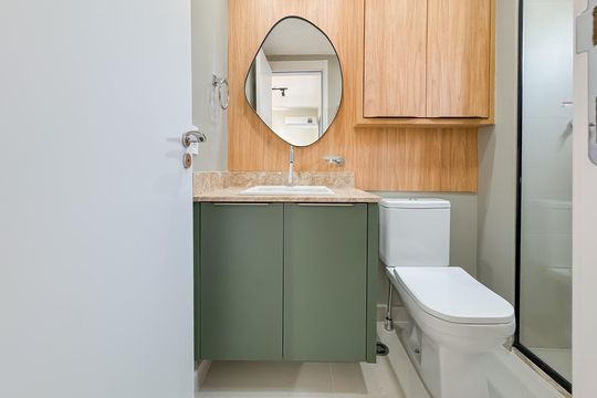 Banheiro de kitnet/studio à venda com 1 quarto, 28m² em Vila Mariana, São Paulo