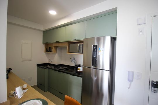 Cozinha de apartamento para alugar com 1 quarto, 47m² em Parque Campolim, Sorocaba