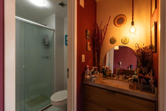 Banheiro de apartamento para alugar com 1 quarto, 48m² em Parque Industrial Tomas Edson, São Paulo