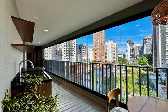 Varanda de apartamento para alugar com 1 quarto, 53m² em Jardim das Acacias, São Paulo