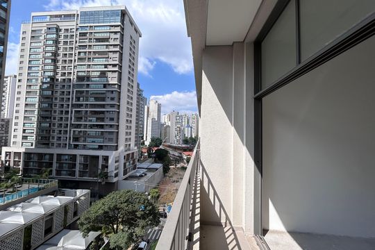 Vista da Varanda do Studio de kitnet/studio à venda com 1 quarto, 22m² em Jardim das Acacias, São Paulo