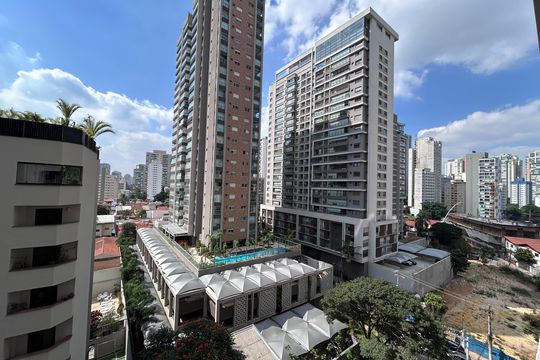 Vista da Varanda do Studio de kitnet/studio à venda com 1 quarto, 22m² em Jardim das Acacias, São Paulo