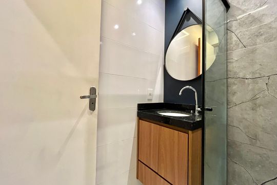 Banheiro de kitnet/studio à venda com 1 quarto, 28m² em Jardim Oriental, São Paulo