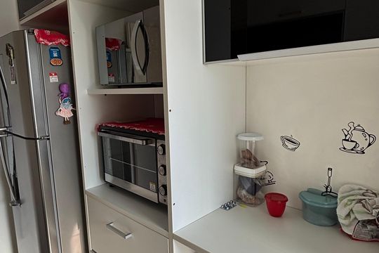 Cozinha de apartamento à venda com 2 quartos, 49m² em Parque Erasmo Assunção, Santo André