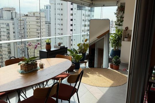 Varanda de apartamento à venda com 1 quarto, 50m² em Brooklin, São Paulo