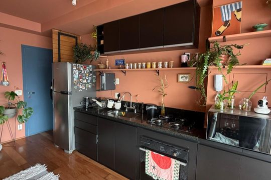 Cozinha de apartamento à venda com 1 quarto, 50m² em Brooklin, São Paulo