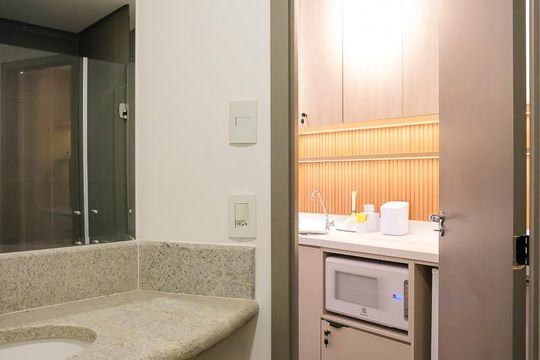 Banheiro de kitnet/studio à venda com 1 quarto, 21m² em Barcelona, São Caetano do Sul
