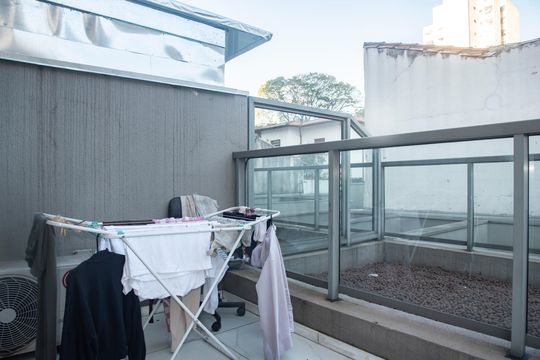 Varanda do Quarto de apartamento à venda com 1 quarto, 41m² em Mirandópolis, São Paulo