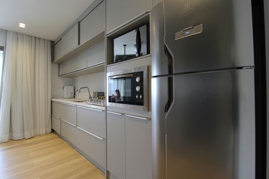 Cozinha de kitnet/studio à venda com 1 quarto, 35m² em Indianópolis, São Paulo