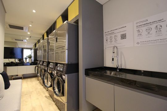 Área Comum - Lavanderia de kitnet/studio à venda com 1 quarto, 35m² em Indianópolis, São Paulo