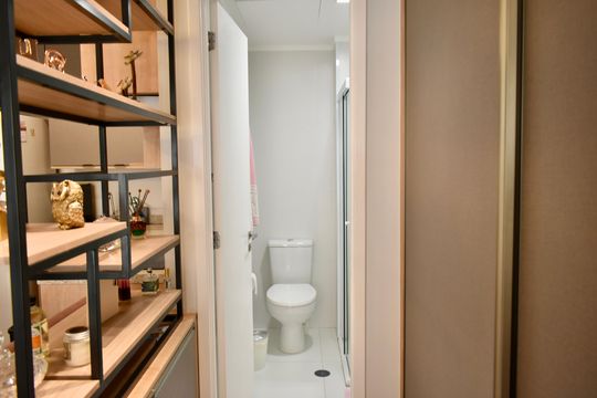 Banheiro de kitnet/studio à venda com 1 quarto, 29m² em Vila Clementino, São Paulo