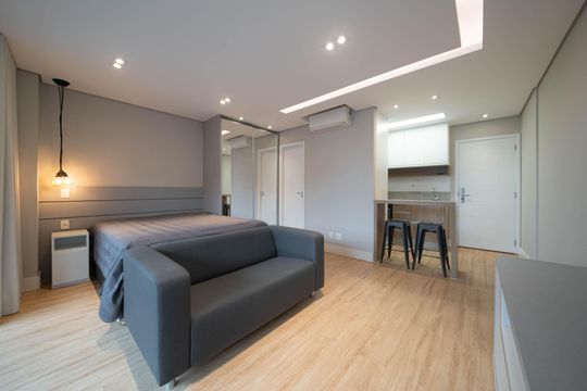 Sala de apartamento para alugar com 1 quarto, 42m² em Cidade Monções, São Paulo