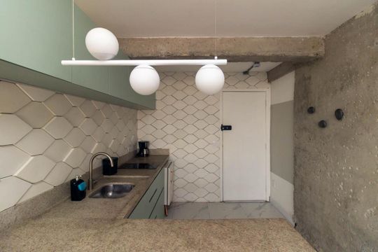 Cozinha de kitnet/studio à venda com 1 quarto, 37m² em Centro Histórico de São Paulo, São Paulo