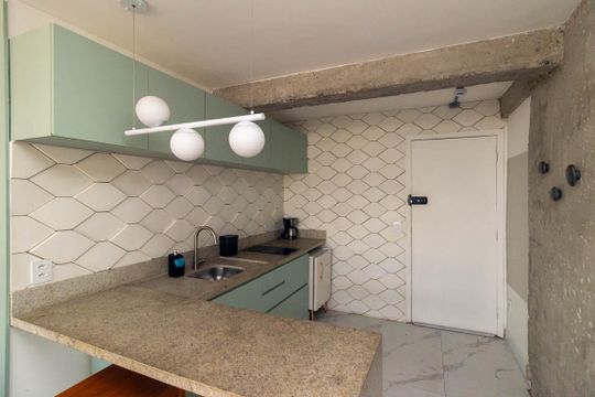 Cozinha de kitnet/studio à venda com 1 quarto, 37m² em Centro Histórico de São Paulo, São Paulo