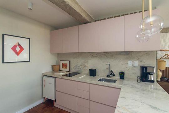 Cozinha de kitnet/studio à venda com 1 quarto, 37m² em Centro Histórico de São Paulo, São Paulo