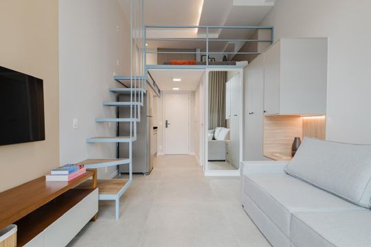 Sala de kitnet/studio para alugar com 1 quarto, 34m² em Indianópolis, São Paulo