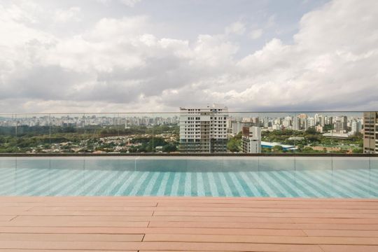 Área comum de kitnet/studio para alugar com 1 quarto, 34m² em Indianópolis, São Paulo