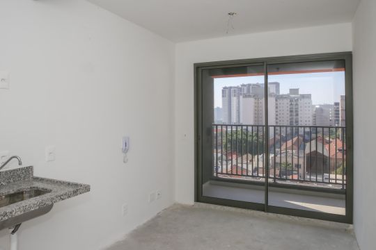 Sala e Cozinha de kitnet/studio à venda com 1 quarto, 31m² em Pompeia, São Paulo