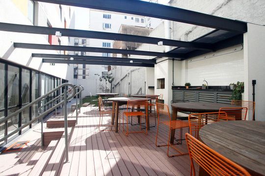 Área Comum - Deck Churrasqueiras de kitnet/studio para alugar com 1 quarto, 12m² em Bom Fim, Porto Alegre