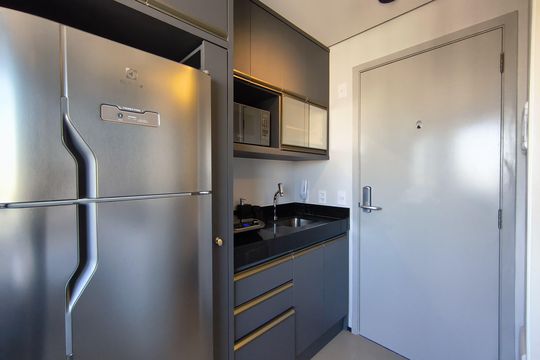 Cozinha de kitnet/studio para alugar com 1 quarto, 16m² em Vila Mariana, São Paulo