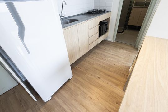 Cozinha de apartamento para alugar com 1 quarto, 25m² em Barra Funda, São Paulo