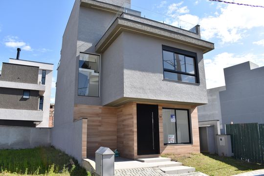 Fachada de casa de condomínio à venda com 3 quartos, 171m² em Santa Cândida, Curitiba