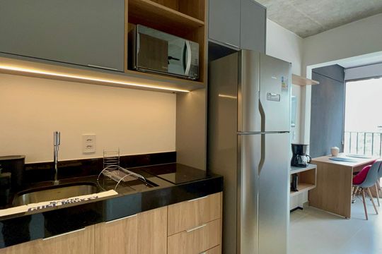 Cozinha de kitnet/studio à venda com 1 quarto, 24m² em Cerqueira César, São Paulo