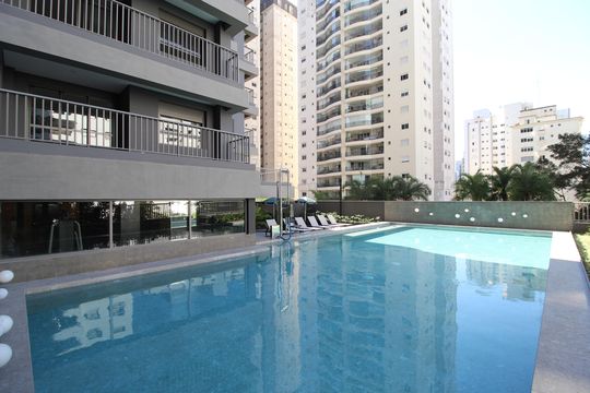 Área Comum - Piscina de kitnet/studio à venda com 1 quarto, 27m² em Moema, São Paulo