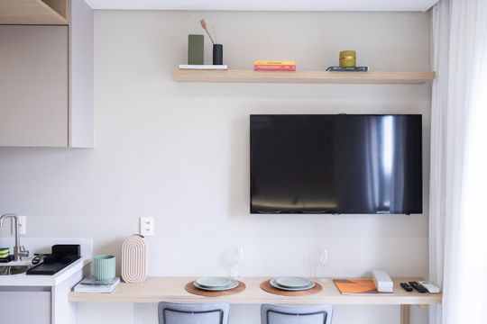 Sala de apartamento à venda com 1 quarto, 20m² em Indianópolis, São Paulo