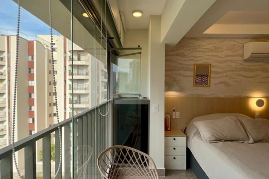 Varanda de kitnet/studio à venda com 1 quarto, 28m² em Cerqueira César, São Paulo