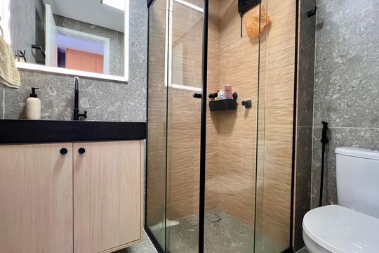Banheiro de kitnet/studio à venda com 1 quarto, 28m² em Cerqueira César, São Paulo