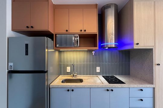 Cozinha de kitnet/studio à venda com 1 quarto, 28m² em Cerqueira César, São Paulo