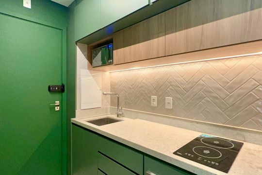 Cozinha de kitnet/studio à venda com 1 quarto, 37m² em Pinheiros, São Paulo