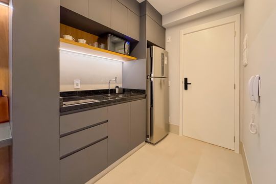 Cozinha de kitnet/studio à venda com 1 quarto, 25m² em Vila Mariana, São Paulo