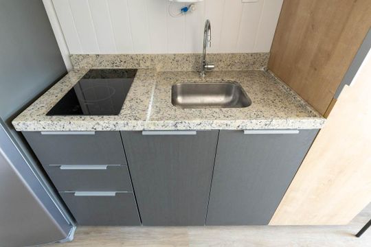 Cozinha de kitnet/studio para alugar com 1 quarto, 24m² em Santa Cecilia, São Paulo