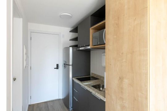 Cozinha de kitnet/studio para alugar com 1 quarto, 24m² em Santa Cecilia, São Paulo
