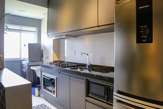 Cozinha de apartamento para alugar com 2 quartos, 52m² em Village Terras de Indaiá, Indaiatuba