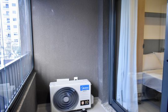 Varanda de kitnet/studio para alugar com 0 quarto, 28m² em Vila Clementino, São Paulo