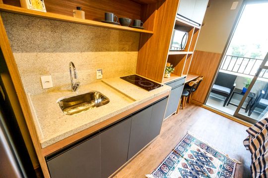 Cozinha de kitnet/studio para alugar com 1 quarto, 24m² em Tatuapé, São Paulo
