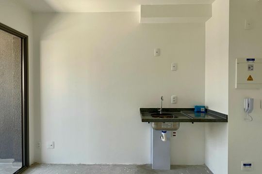 Cozinha de apartamento à venda com 1 quarto, 26m² em Pinheiros, São Paulo