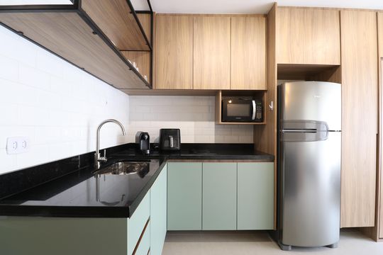 Cozinha de apartamento à venda com 1 quarto, 25m² em Pompeia, São Paulo