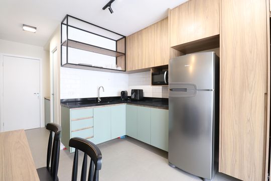 Cozinha de apartamento à venda com 1 quarto, 25m² em Pompeia, São Paulo