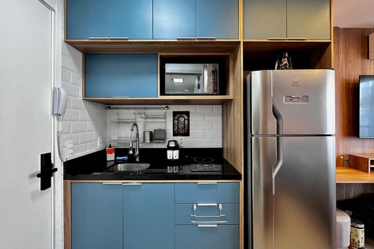 Cozinha de kitnet/studio à venda com 1 quarto, 25m² em Santo Amaro, São Paulo