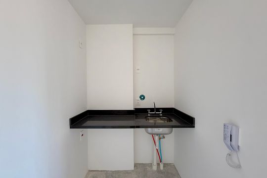Cozinha  de kitnet/studio à venda com 1 quarto, 26m² em Itaim Bibi, São Paulo