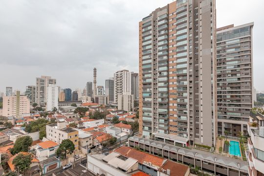 Vista da Varanda de kitnet/studio à venda com 1 quarto, 25m² em Jardim das Acacias, São Paulo
