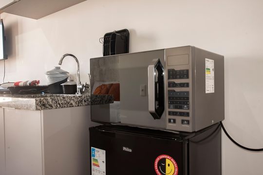 Cozinha de kitnet/studio para alugar com 1 quarto, 21m² em Vila Mariana, São Paulo